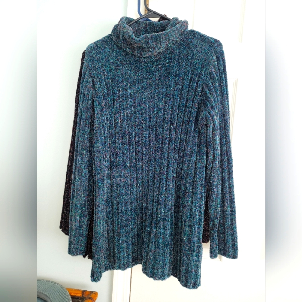 Pierre Cardin Blue Cowl Neck Sweater with Ribbed Texture